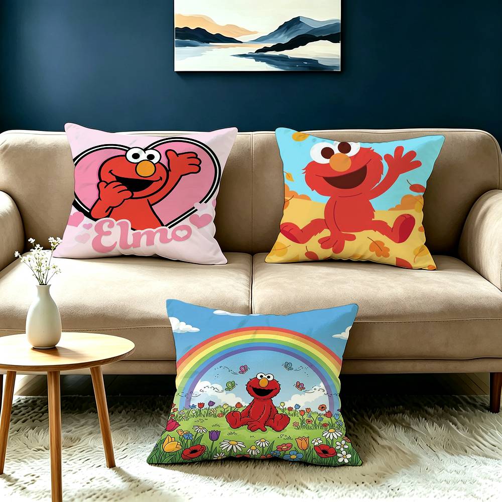 The Cute Cartoon EElmo Square DoubleSided printed Pillow Case Bedroom Bedside Pillow Sofa Cushion Cover