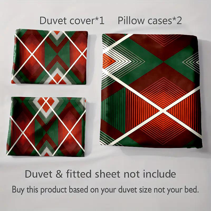 Geometrisch, rautenförmig, gestreift. Bettwäsche Bettbezug-Sets Bettbezüge Kissenbezüge Geschenke (1 * Bettbezug 2 * Kissenbezüge, ohne Bettdecke)