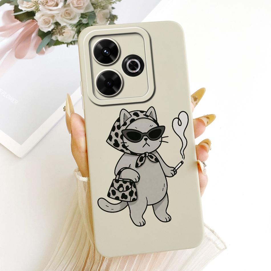 For Xiaomi Redmi 13X Cute Cat Flower Cartoon Phone Case For Redmi 13X Shockproof Soft Silicone Covers Bumpers