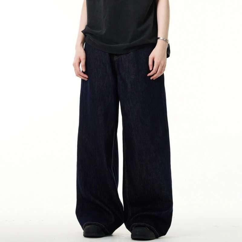 STREETRICH Simple Men's Denim Pants Vintage Washing Wide Leg Loose Jeans Casual Straight American Style Male Trousers New