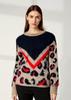 Herbst und Winter neue europäische und amerikanische Damenbekleidung Plüschdruck Strickpullover Rundhals Leopardenmuster Pullover Damen