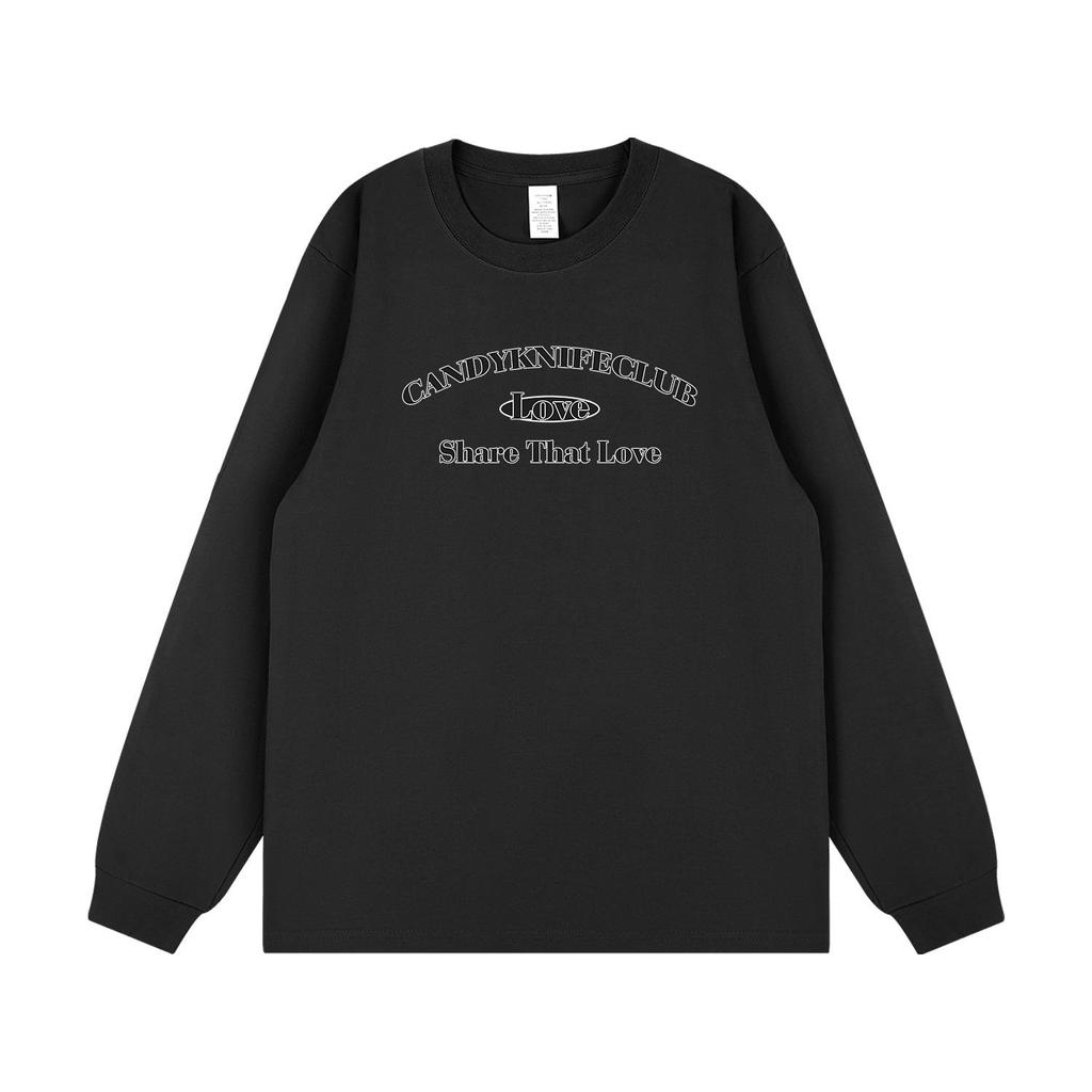 2024 Korean Trend Letter Print Couples Cotton Long Sleeve T-shirt