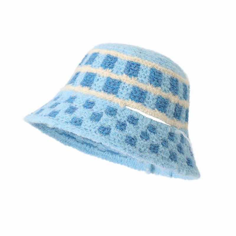 

Новые осенне-зимние шляпы для женщин Модные клетчатые вязаные шерстяные шляпы Зимой теплые, закрывающие лицо, шляпа-ведро, шляпа-сумка, трендовые One Size