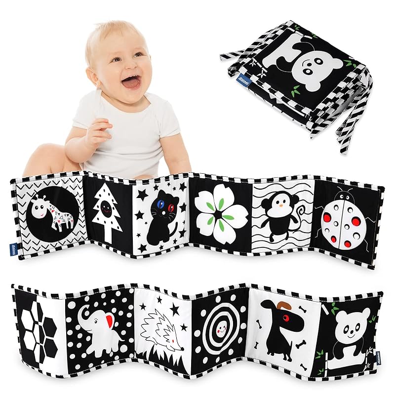 

Vicloon Black and White High Contrast Baby Toys, Soft Baby Book for Newborn 0-3-6-12 Months, Infant Tummy Time Toys, Early Education Sensory Toys, Black&white Beetle