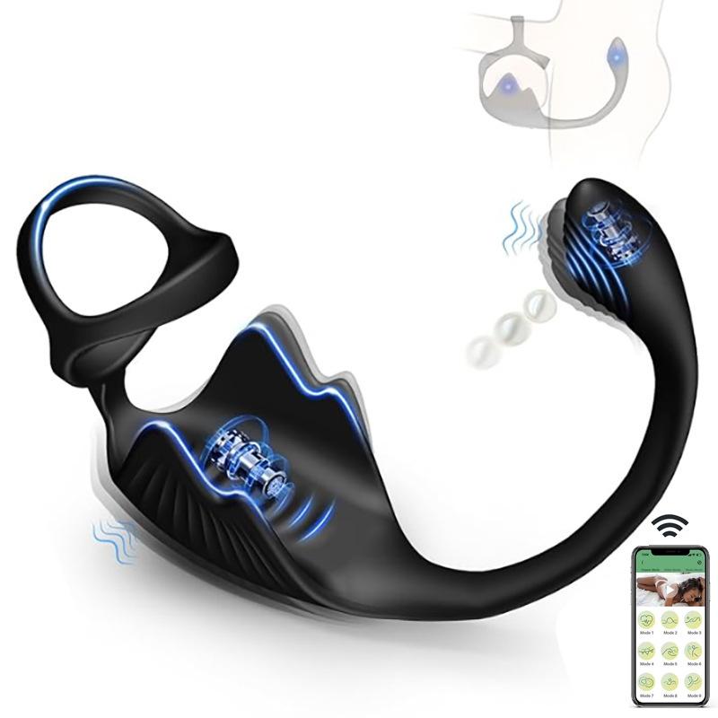 APP Control Anal Vibrator Penis Rings Fo Men Testicle Prostate Massage Stimulate Butt Plug Male Cock Ring Adult Sex Toys