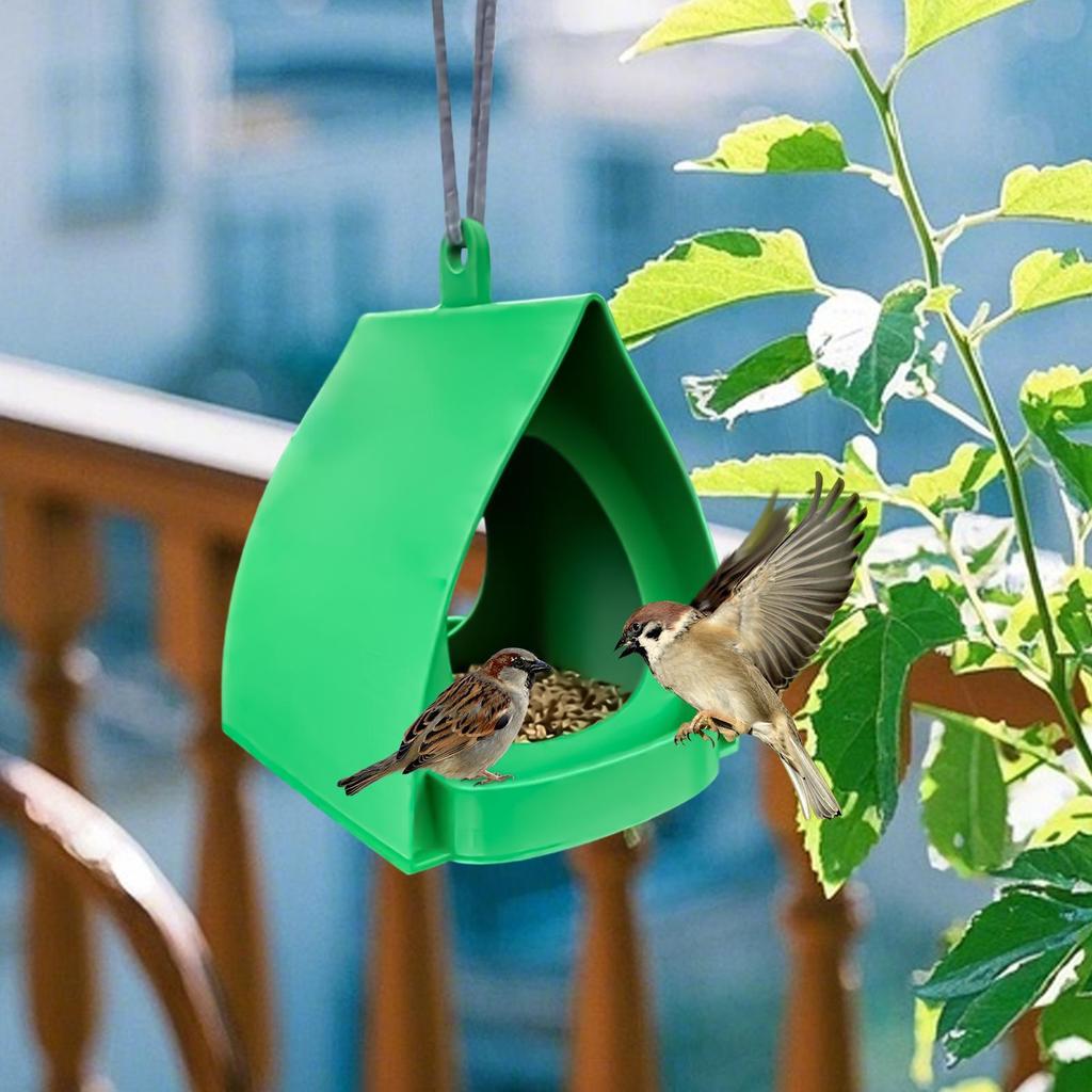 Bird Feeders for Outdoors Hanging Bird Feeder Wild Birds Seed Triangular Roof Garden Waterproof And Windproof Easy To Clean