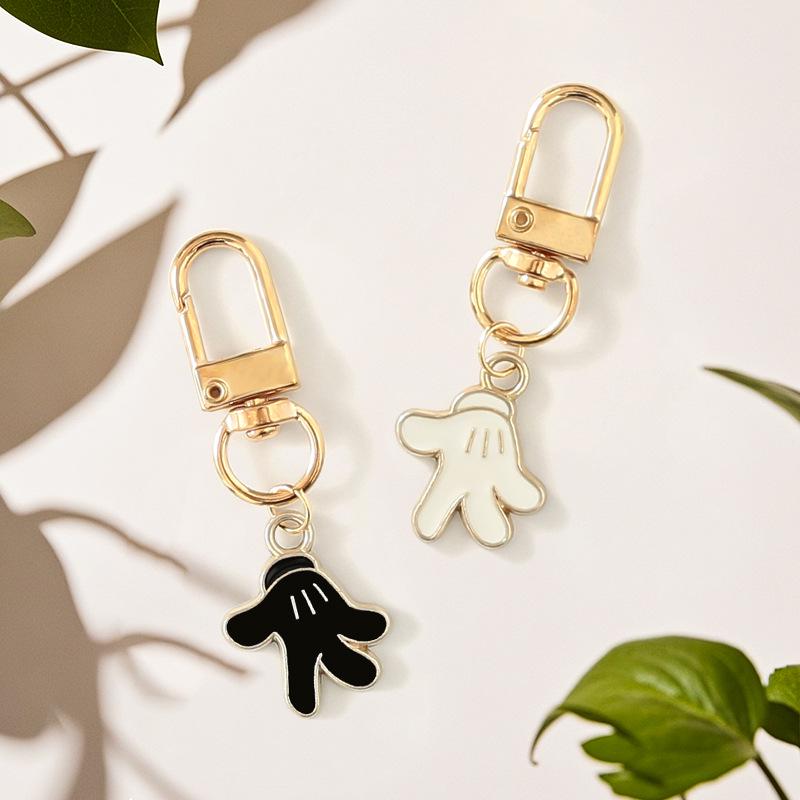 Cartoon Mickey and Minnie Palm Keychain Pendant - Cute Couple Bag Charm Keyring