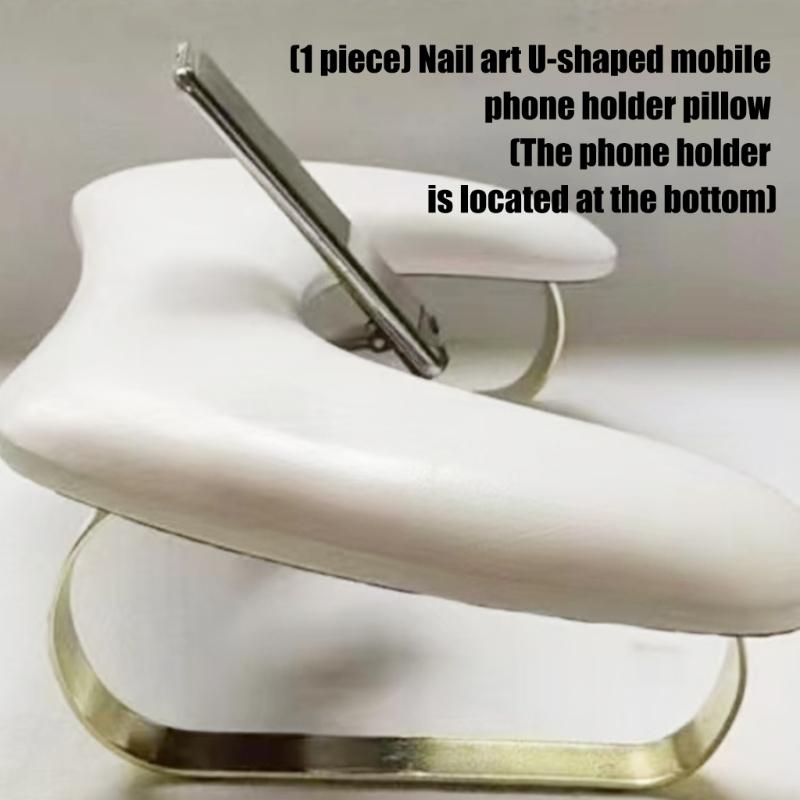U Shaped Nail Art Hand Rest With Built In Phone Holder Ergonomic Design For Manicurists And Home Use