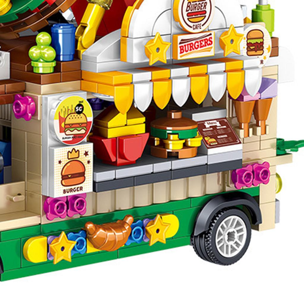 Dining Car Blocks Toy Educational Boredom Relief Children Food Truck Building Blocks for Boys Girls