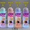 K-Pop Demon Hunters Anime Character Water Cup Large Capacity Outdoor Portable Rope Drinking Bottle Gift for Boys and Girls