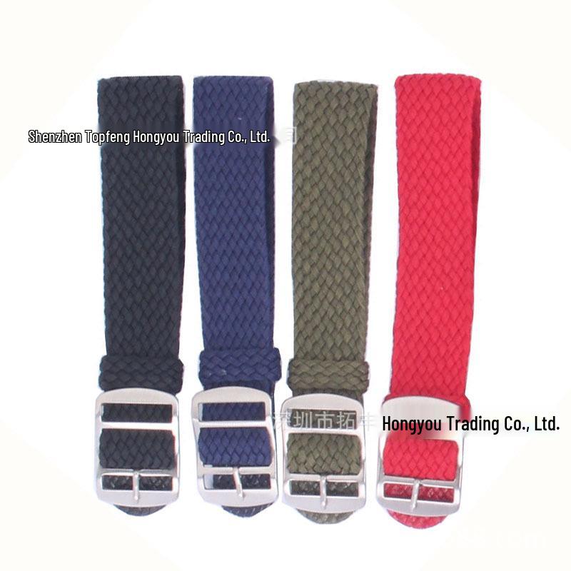 Pulseira de Relógio Impermeável de Malha Perlon Preta - 16mm Nylon Tecido para Crianças e Mulheres, Em Estoque