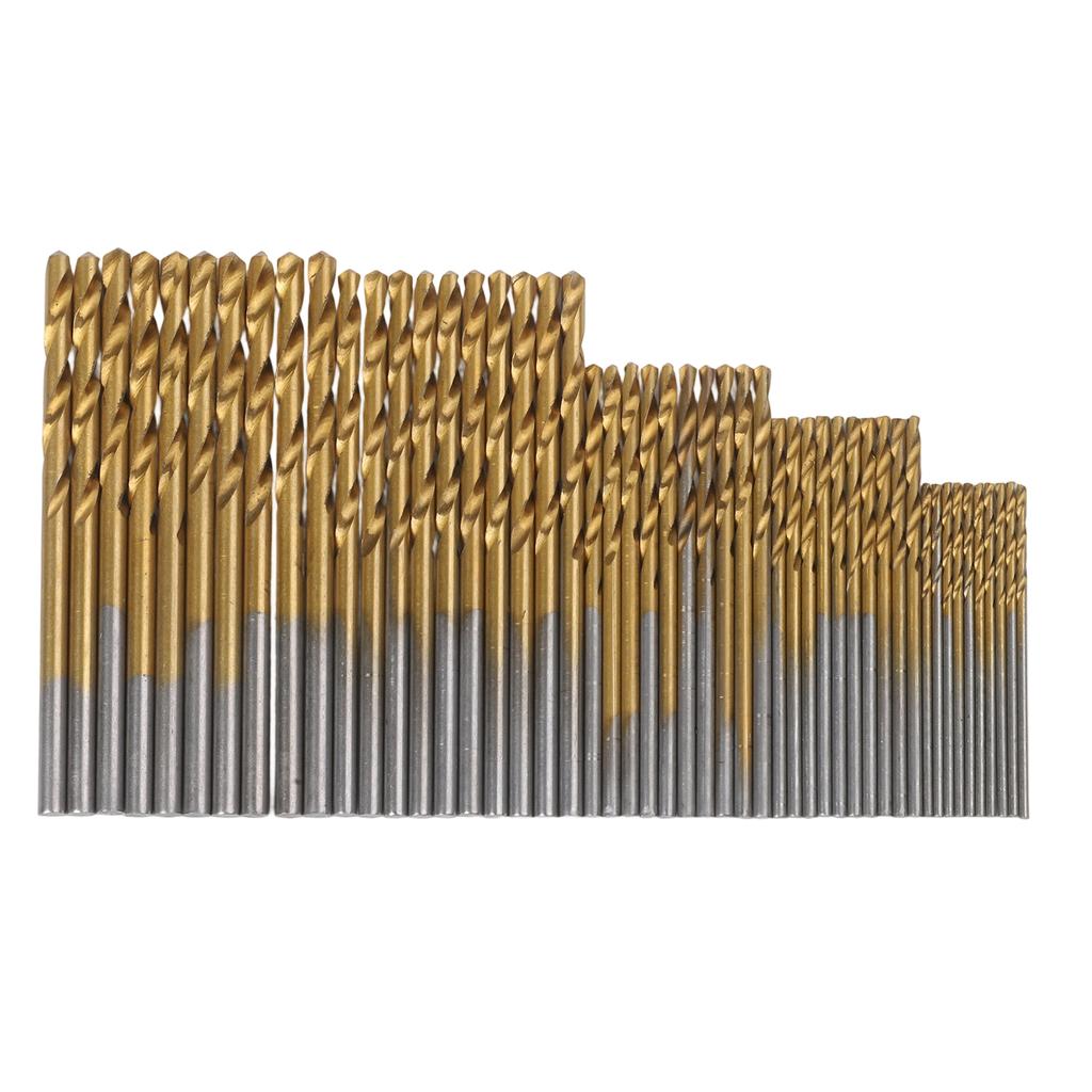 50x Titanium Drill Bits Set HSS 1/1.5/2/2.5/3mm Metal Wood Plastic Building Tool