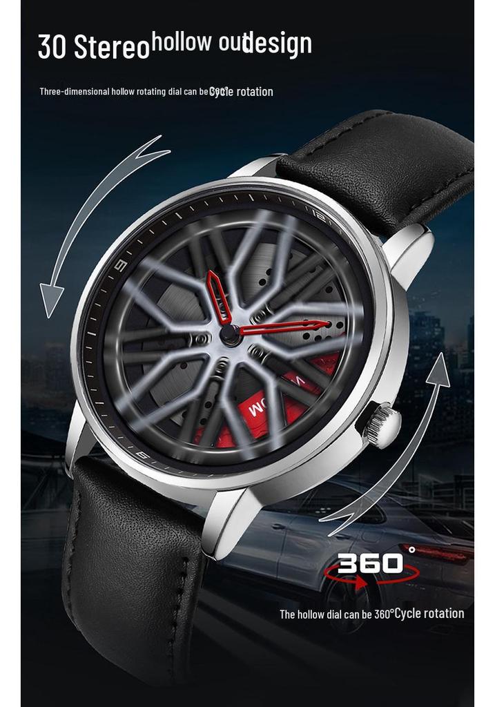 Sanda Men's 360° Rotating Dial Quartz Wristwatch - Casual Fashion Wheel Series