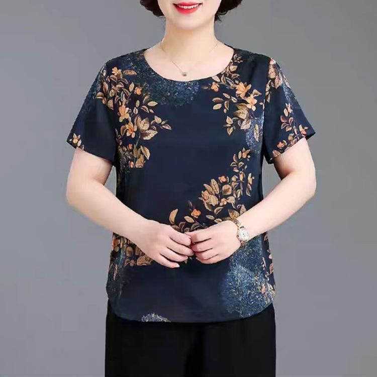 Summer Short-sleeved T-shirt Female Middle-aged Mother Western Style Small Shirt Ladies