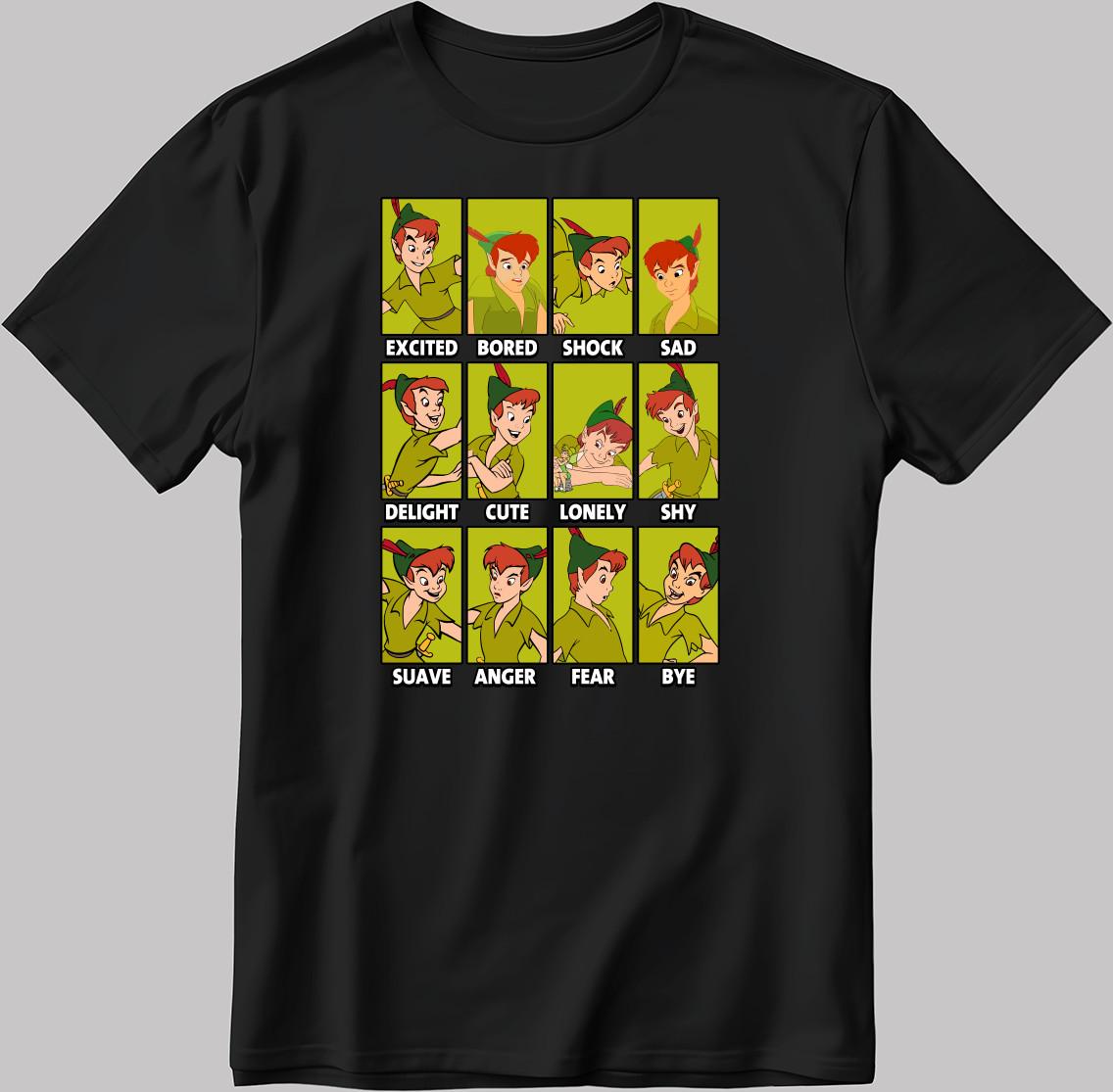 Peter Pan Disney Moods Short Sleeve W/B Men / Women T Shirt C567 4XL