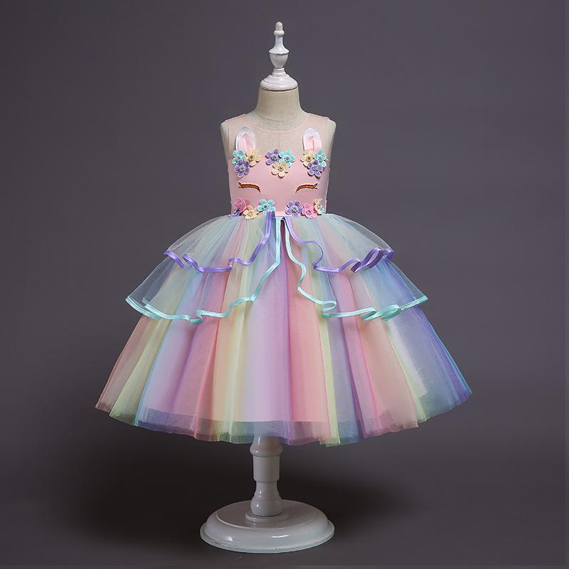 Girls Princess Dress Birthday Bow Dress Children's Pumple Dress Girls' Host Performance Dress