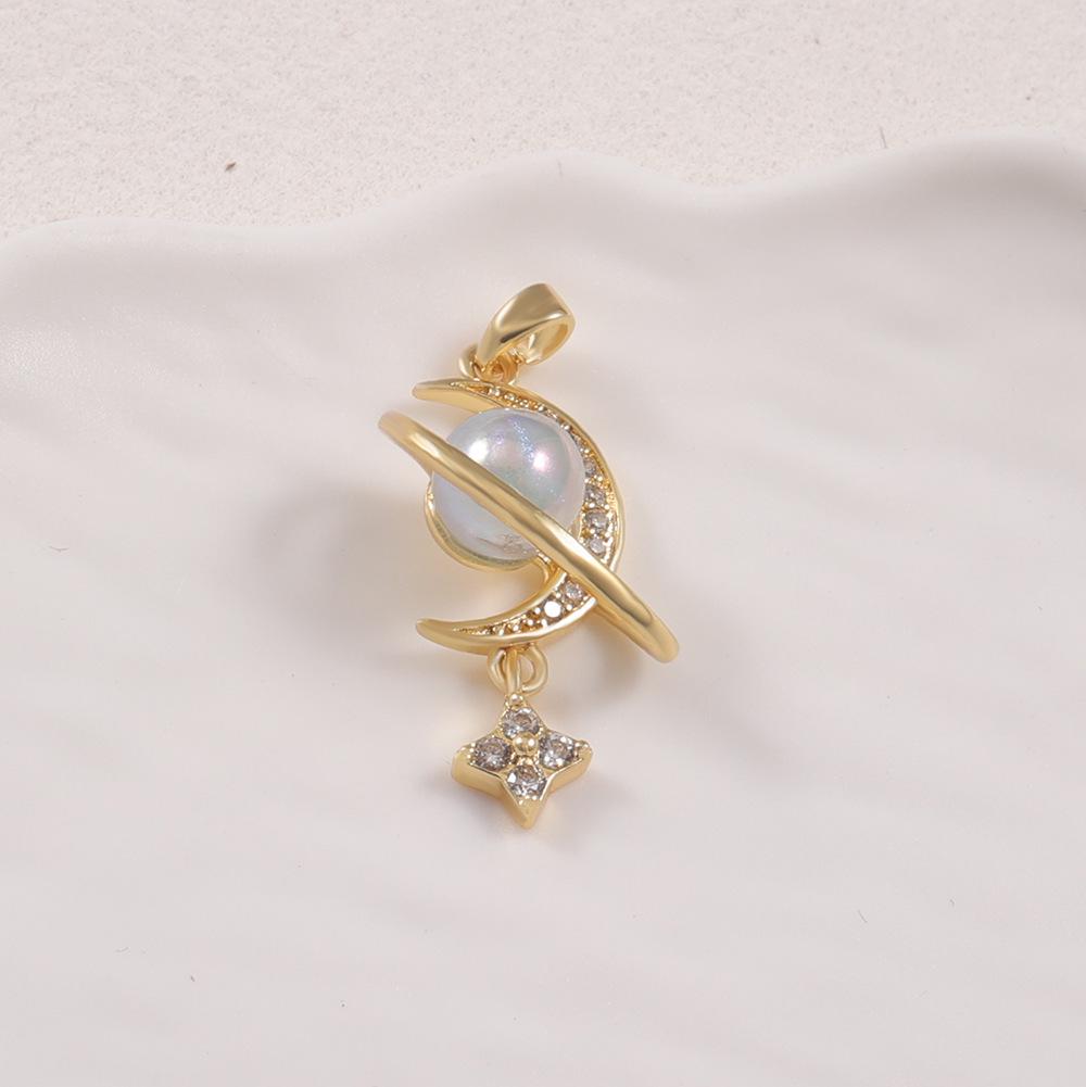 Iridescent Moonstone Diamond Star Pendant Necklace for Women