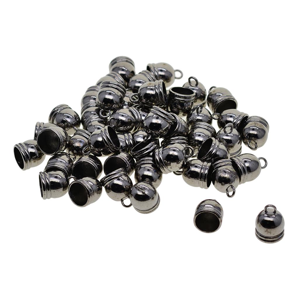 50pcs 10mm Bell End Cap Mesh Kumihimo Cord Tassel DIY Making Black