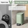6-liter narrow stainless steel foot-pedal trash can with soft-close lid and removable inner liner, suitable for bathrooms, offices, and bedrooms—gree