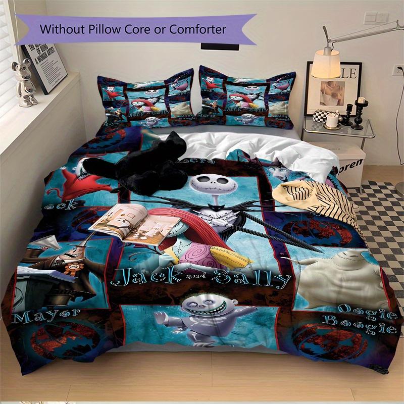3pcs Jack and Sally Friends Bedding Set Includes Quilt Cover and Pillowcases, Suitable for All Seasons F050