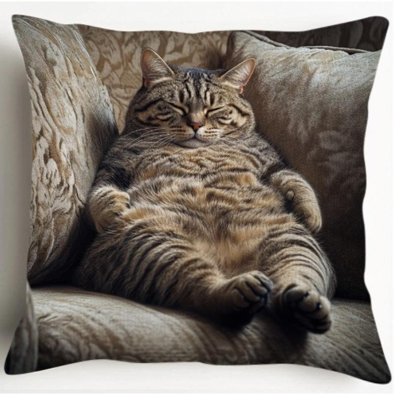 1/4Pcs Sofa Tabby Cat Skin-Friendly Pillowcases Romantic, Colorful Fascinating-Themed Pillow Cover Square Cushion Case 45X45Cm