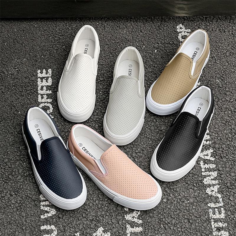 Chaussures Slip-On en toile unisexes 2026: Chaussures plates d'été décontractées style coréen pour étudiants et couples.