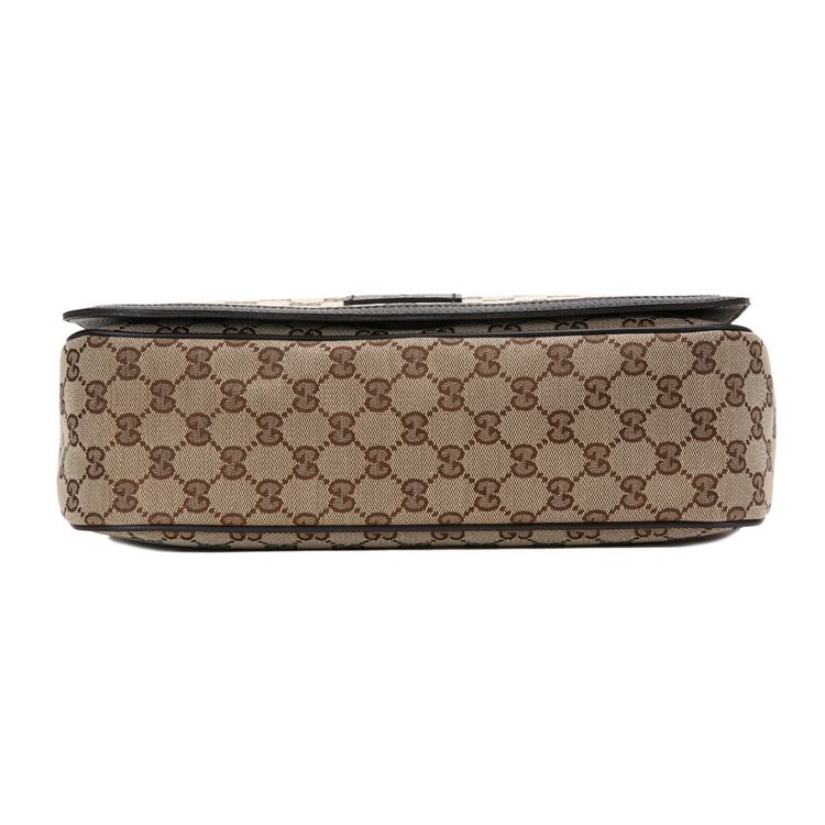 Gucci Large Capacity Logo Canvas And Leather Messenger Bag Unisex bags Ebony Dark-Brown 449171-KY9KN-9886