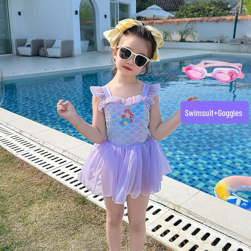 2025 New Girls' One-Piece Mermaid Swimsuit - Cute Princess Summer Swimwear