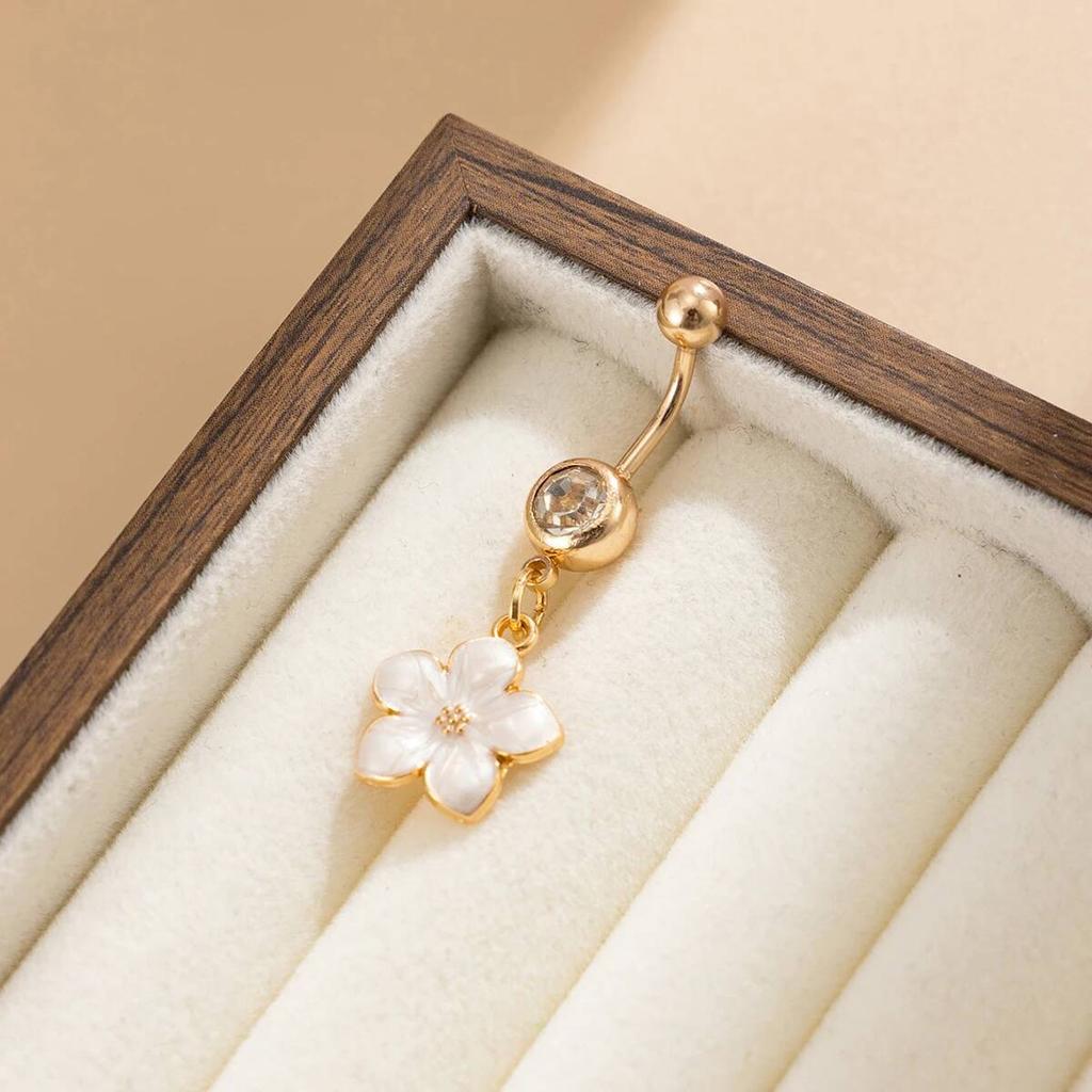 Ingemark Böhmischer Edelstahl Bauchnabelpiercing Ring Körperschmuck für Frauen Süße Bunte Blume Bauchnabelpiercing Ringe Neu