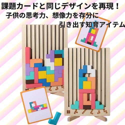 Rin.JP Tetris Wooden Puzzle, 3D Puzzle, Wooden Toy, Game, Montessori Educational Toy, Early Learning, Colorful Gift, Building Blocks, Learning Blocks