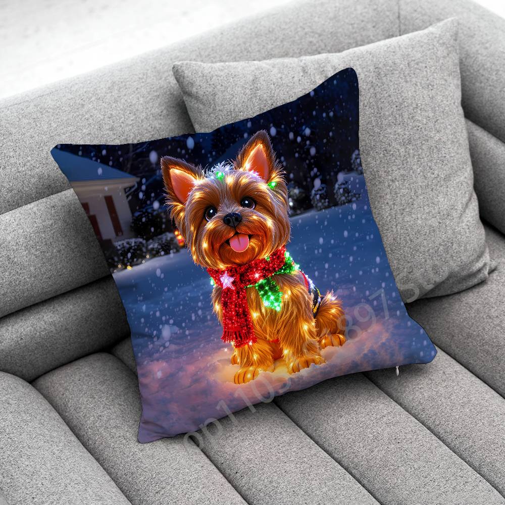 Yorkshire Terrier Dog Puppy Throw Pillow Case For 30x30cm 40x40cm 45x45cm 50x50cm 55x55cm Square Sofa Pillowcase Shell