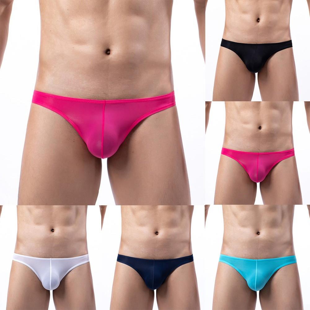 Thin Men Underwear Underpants White/Black/Rose Red/Sapphire