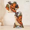 Women Plus Size Round Neck Halloween Printed Batwing Sleeve Ruffle Hem Top Fishtail Skirt Two Piece Set