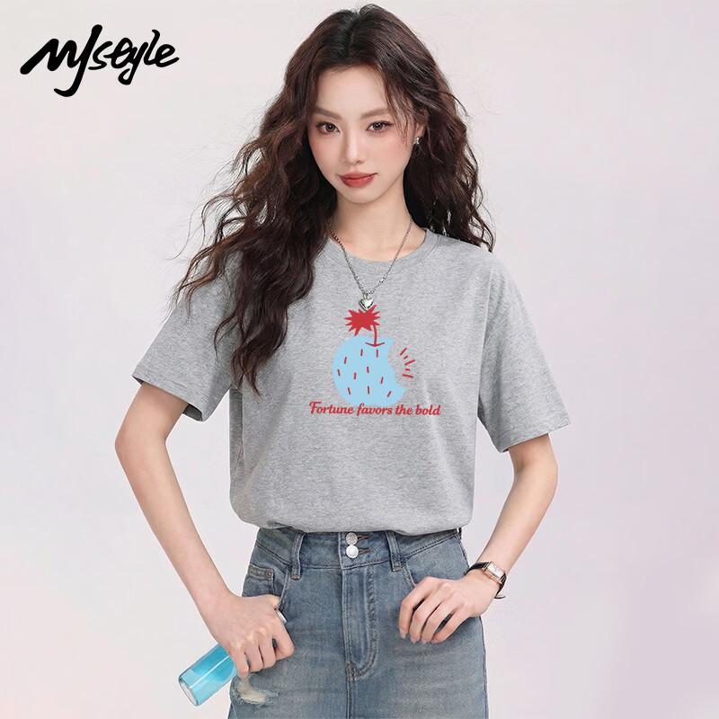 MJ STYLE Women's Pure Cotton Round Neck Short Sleeve T-shirt