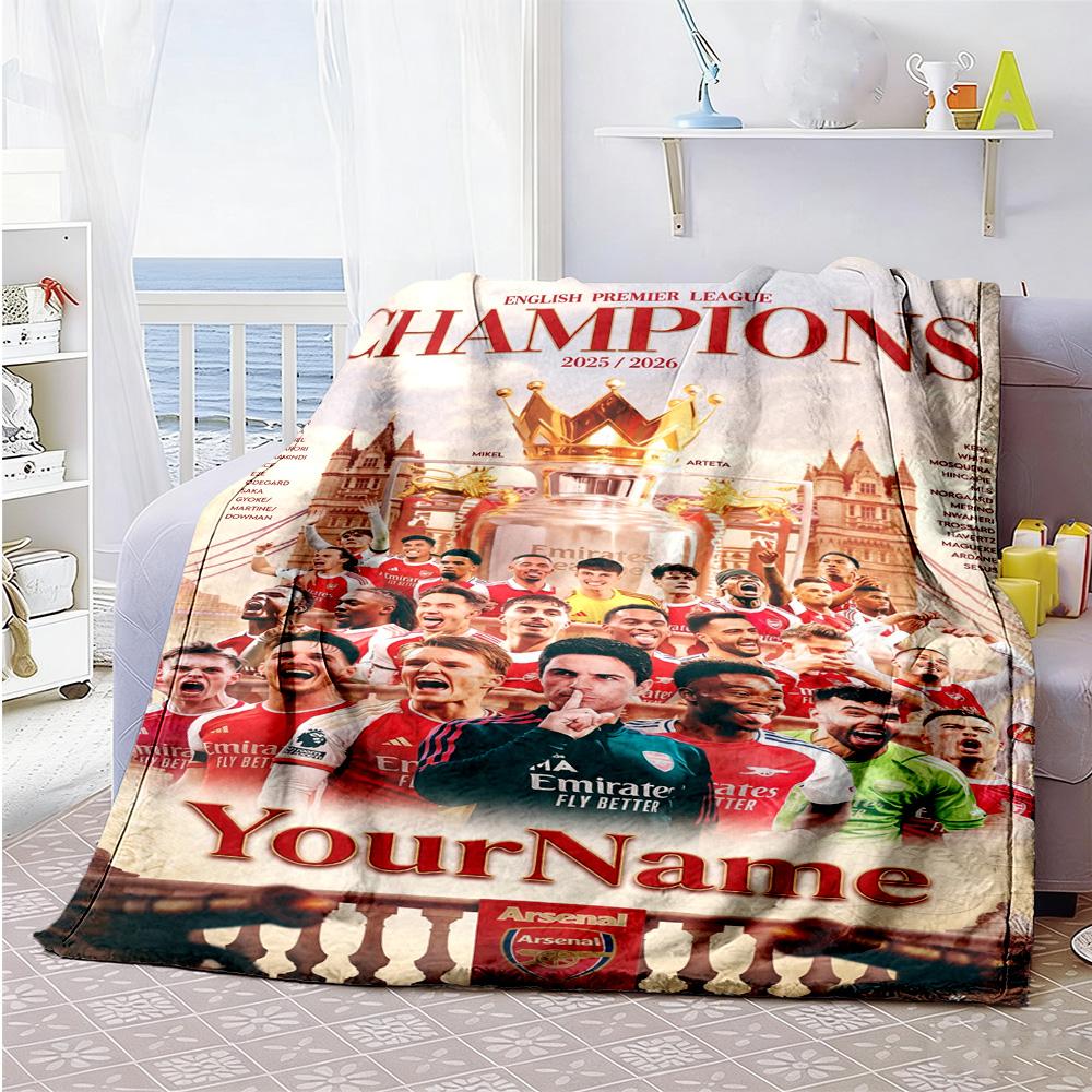 Arsenal Customize Text Blanket Gift Customizable Blanket Warmthful Decor Perfect for Office Picnics Couch Nap All-Season Use
