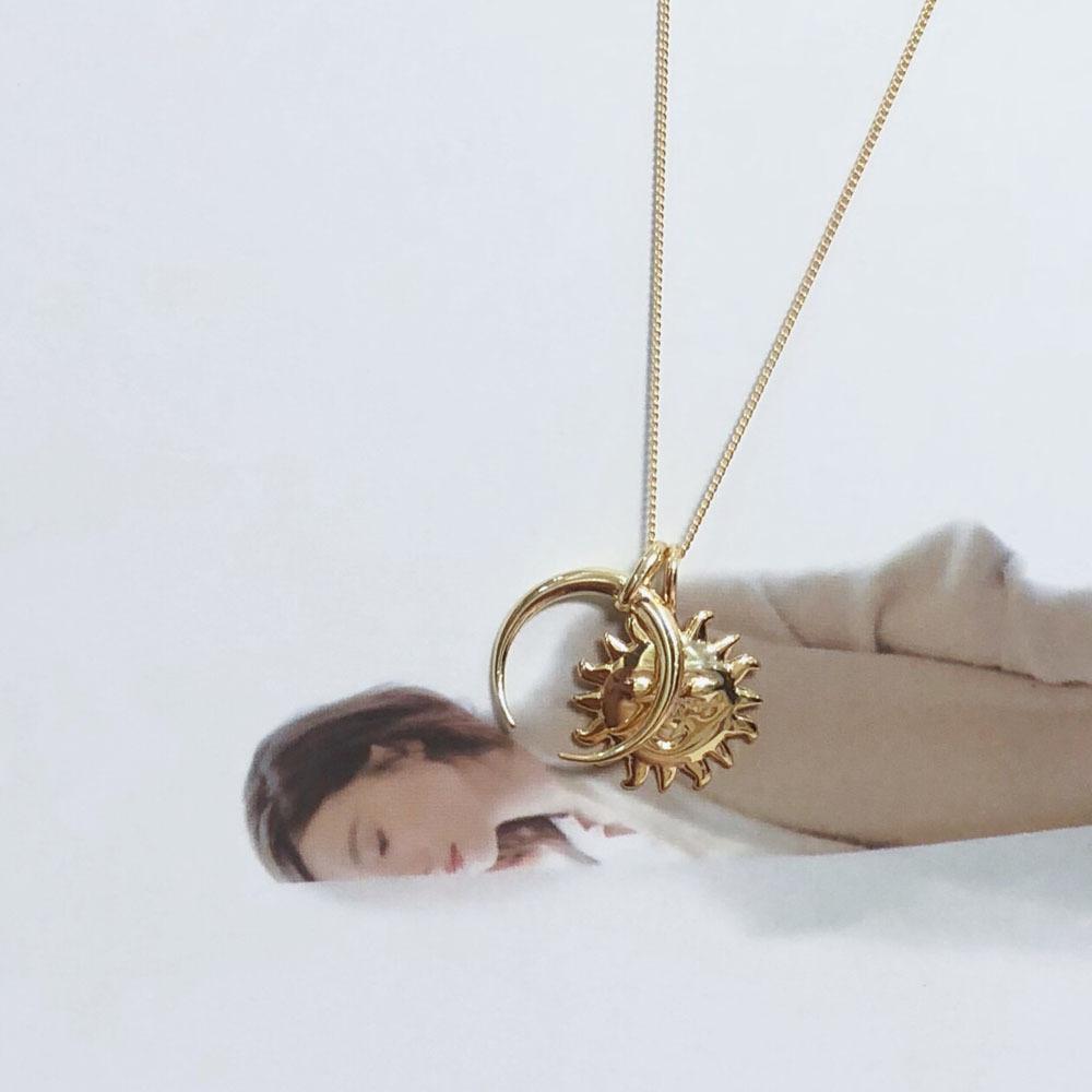 Korean Version Sweater Chain Simple And Versatile Sun And Moon Long Female Necklace Student Chain Jewelry Premium
