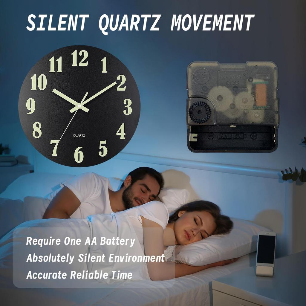 1 buc Ceas Luminos Ceas de Perete Living Ceas Simplu Ceas de Perete Mute de Perete Ceas cu Cuarț Montat pe Perete
