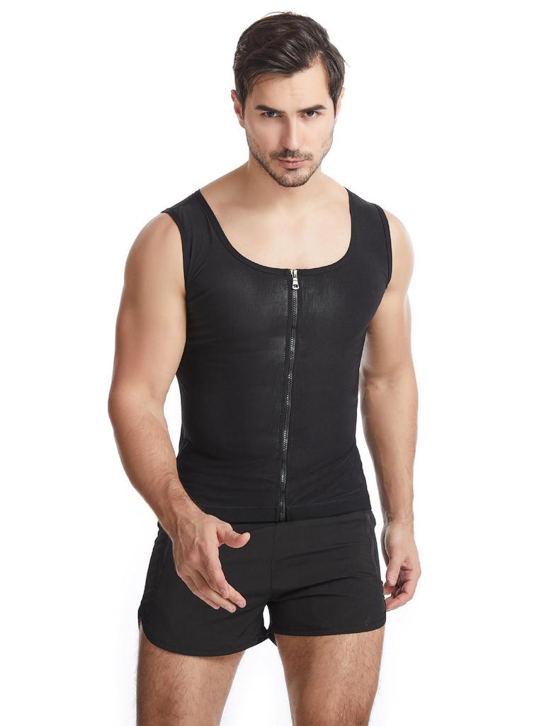 Schweißableitende Reißverschluss Bauchkontrolle Herren Fitness Shaper Weste
