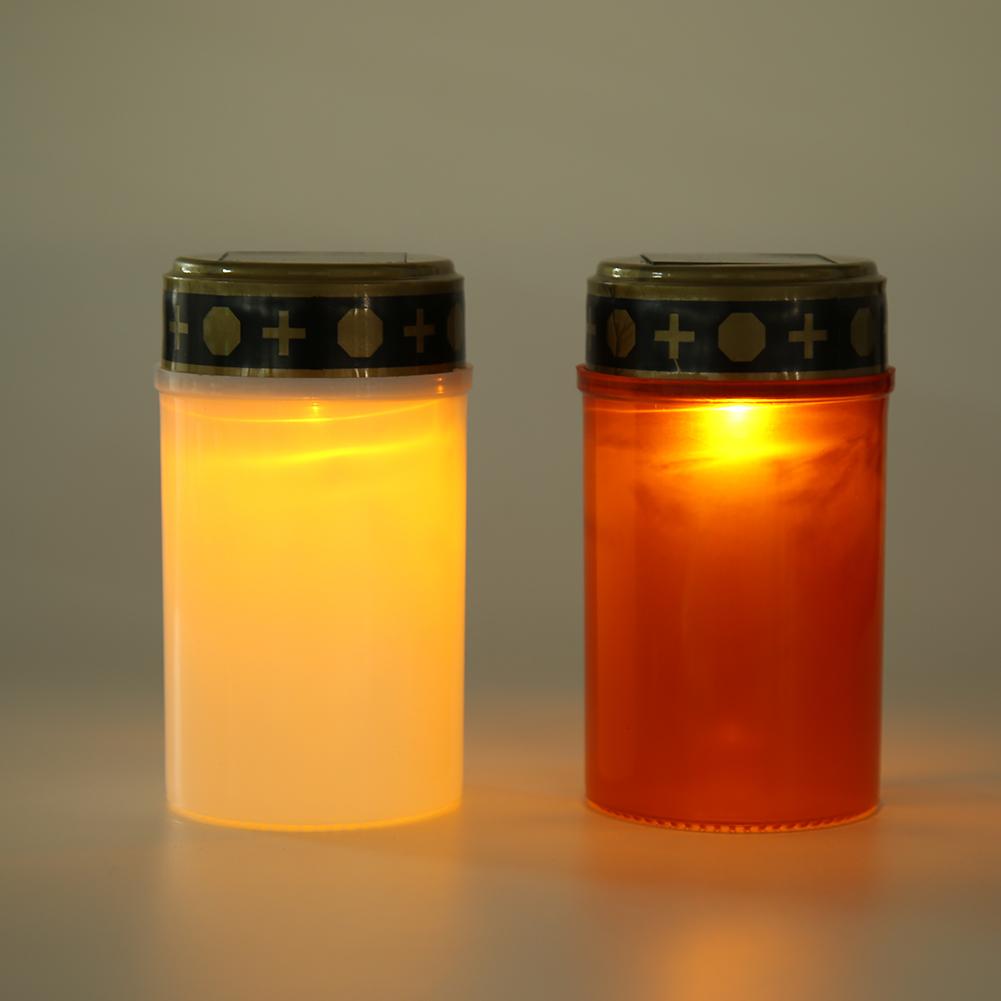 Solar Cemetery Lamp Outdoor Electronic LED Candle Light Flameless Solar Decorative Tea Light Cemetery Ritual Garden Lawn Lamp