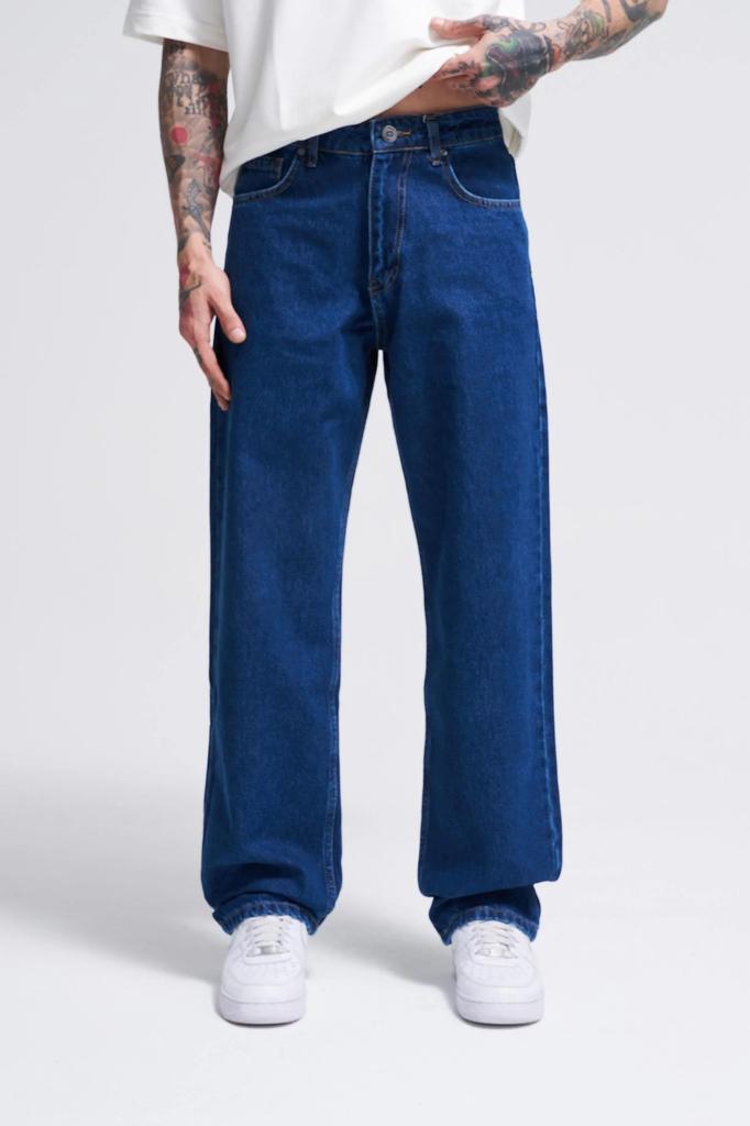 Relaxed Baggy Jeans Męskie Spodnie - Ciemny Niebieski