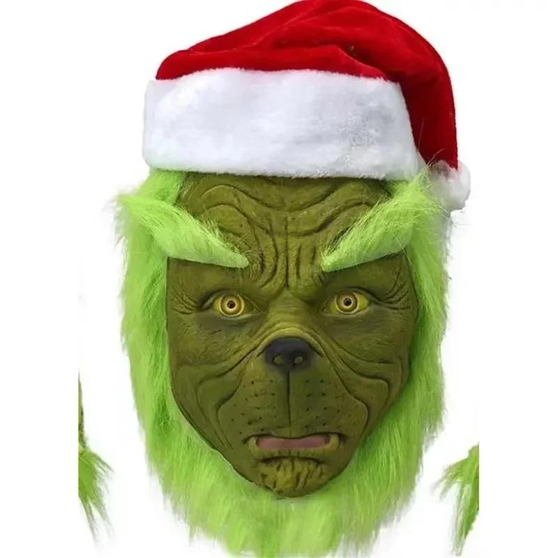 Nouveau Costume de Noël Cosplay Vêtements Déguisement Père Noël Monstre Bizarre aux Cheveux Verts Grinch Costume de Performance de Fête