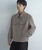 Whipcord Minimal Zip-Up Trucker Jacket [Grayish Beige]