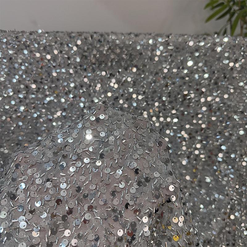 Exquisite Sequins Fabric with Shiny Sequins Embroidered for DIY Sewing Weding Party Dress Decoration Handmade DIY Designerfabric