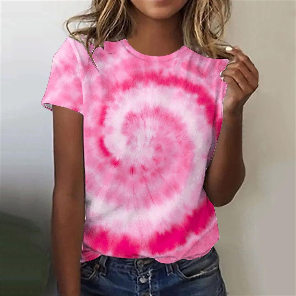 Summer Round Neck 3D Print Top Fashionable Casual Colorful Short Sleeved Women's T-shirts