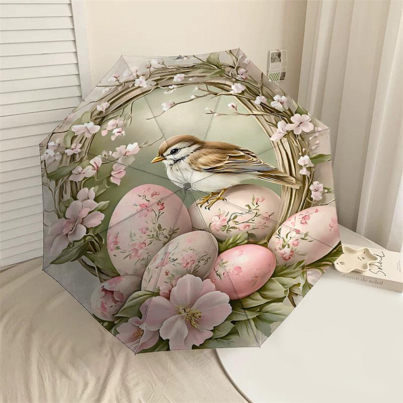 

1PC Easter Eggs Spring BirdAutomatic Open/Close Umbrella with Windproof, 8-Rib Sturdy Canopy, Durable Ribs, Fashionable Design1278A