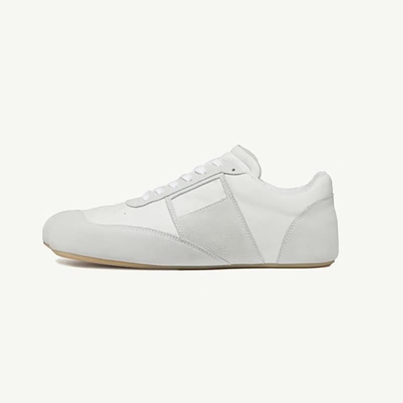 

Нишевый дизайн стиль яблочная голова плоская подошва повседневная обувь спортивная мода кожа плюс замша универсальная женская обувь 39 белый