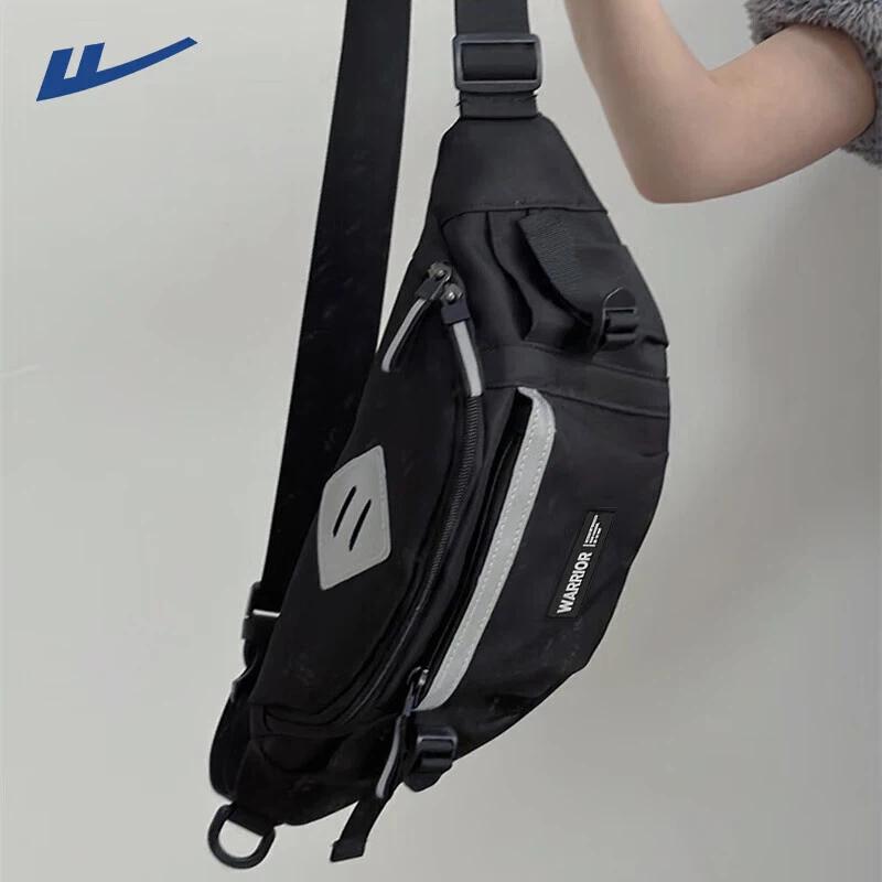 Warrior Crossbody Bag, Chest Bag, Large Capacity, Sport Bag, Cycling Pack, Black, for7.9-inch iPad