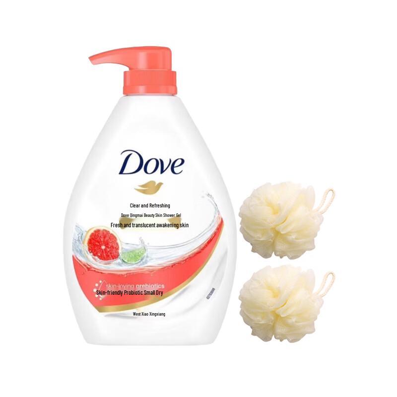 

Dove Refreshing Body Wash with Bath Poufs (400g+80g)