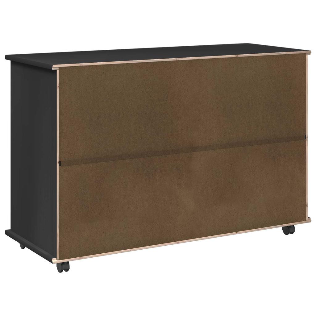 Mobile Cabinet in Black 100 x 39 x 65.5 cm Solid Pine Wood