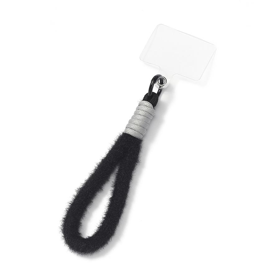 New Fashion Plush Phone Wrist Lanyard With Clear Patch 5 Color Options Durable Shockproof Wristlet Leisure Versatile Accessories